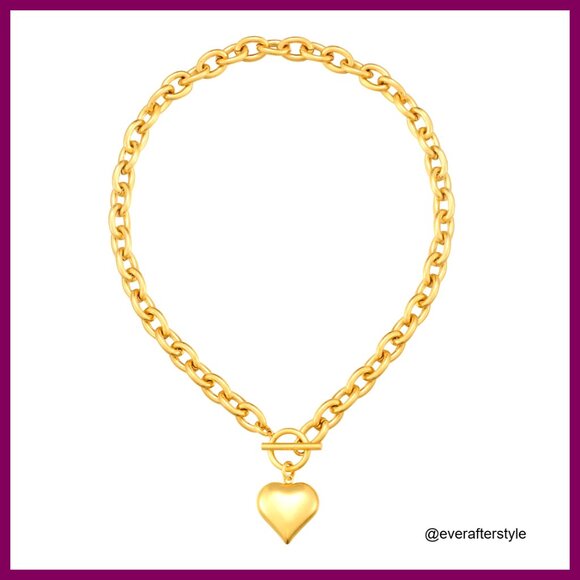 18K Gold Plated Brass Coin Lion Head Pendant Chunky Paperclip Choker Necklace